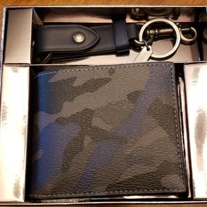 Blue Camo Bi-fold Coach Wallet